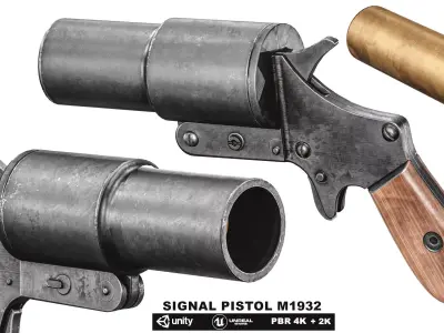Signal Pistol M1932 Low-poly 3D model