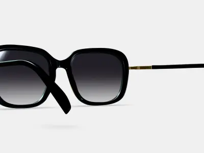 Safia Sunglasses in Jet Black with Polished Gold 3D model