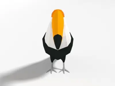 Low Poly Cartoon Toucan Bird Low-poly 3D model