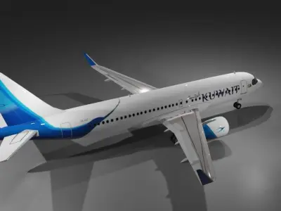 Kuwait airways Airbus a320neo 3d model Low-poly 3D model