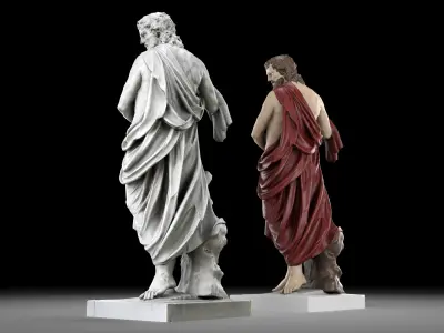 Aesculapius statue collection Low-poly 3D model