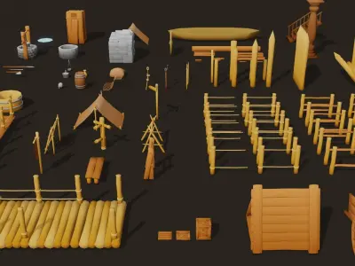 Props pack Low-poly 3D model