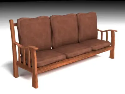 Couch leather sofa Free low-poly 3D model