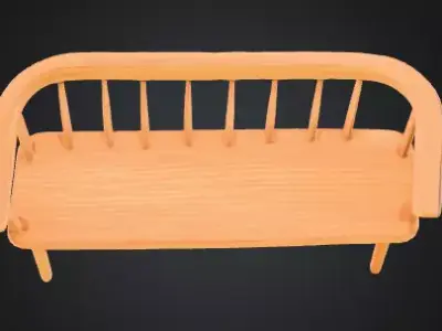 Stylized Wooden Bench 3D Model - Interior Furniture Asset Low-poly 3D model