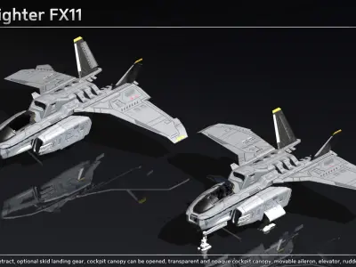 Scifi Fighter FX11 Low-poly 3D model