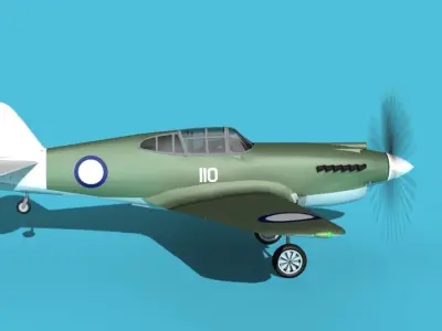 Curtiss P-40B Tomahawk V10 New Zealand 3D model