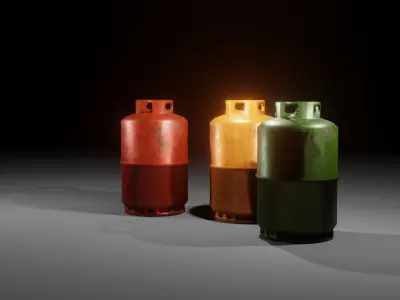 Gas Bottle with regulator 3D model Free low-poly 3D model