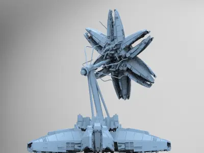 Alien Satellite Dish Base Flower 3D model