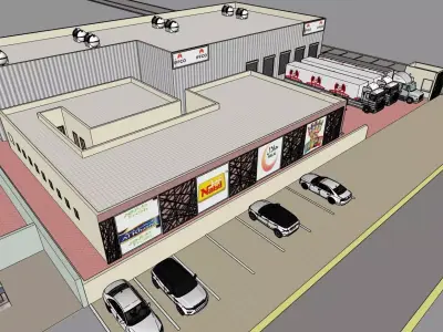 Commercial Retail Complex with Fuel Station A80 3D model