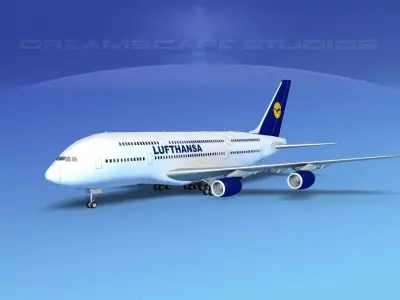 Airbus A380-800 Lufthansa 3D model