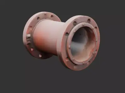 Rusty Industrial Pipe Segment Low-poly 3D model