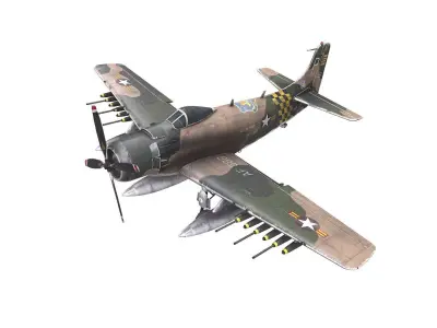 Douglas A-1 Skyraider Low-poly PBR Low-poly 3D model