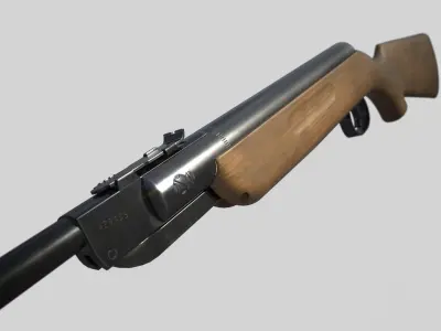 Airgun PBR wooden rifle Low-poly 3D model