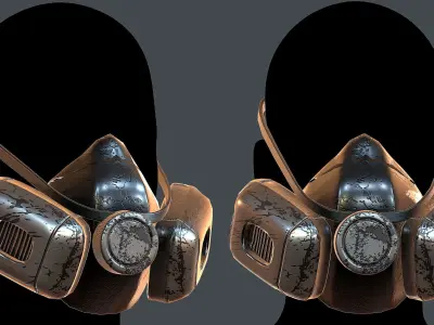 Gas mask helmet 3d model scifi Low-poly  Low-poly 3D model