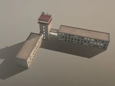 Airport Control Tower URKK KDP Low-poly 3D model