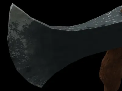 detailed realistic wooden ax 3D model