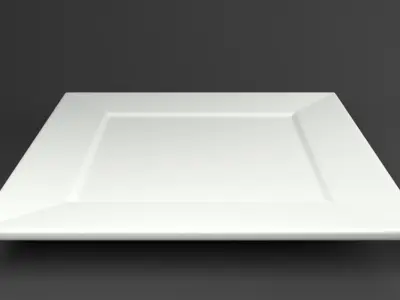 Large Square Ceramic Plate Free low-poly 3D model
