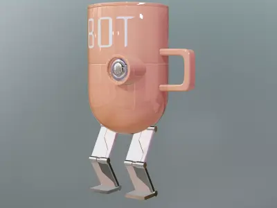 Cup -Bot  Mug  Cute Robot Mug 3D Model  Game Ready Low Poly  Low-poly 3D model
