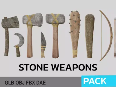 Stone Weapons 9 packs 3D model