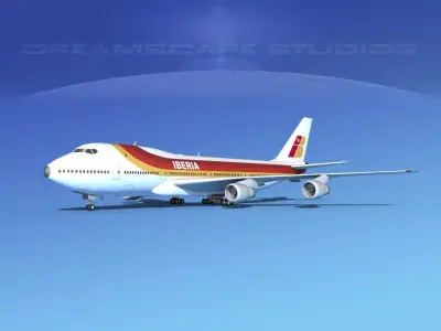 Boeing 747-100 Jumbo Jet Iberia 3D model