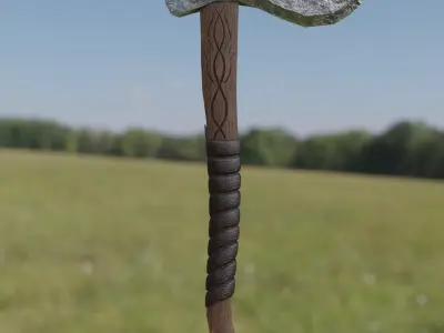 Axe PBR Low-Poly Game ready 3D model viking Low-poly 3D model