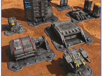 SciFi Base Pack 01 Low-poly 3D model
