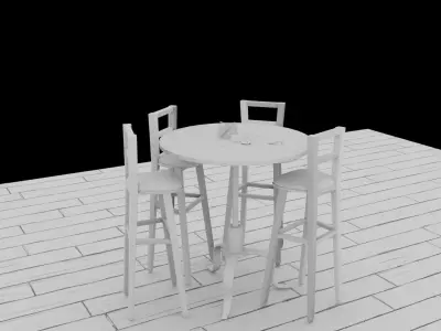 Bar Table Set 3D model
