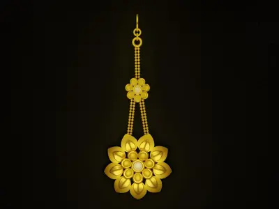 Maang Tikka Gold Jewellery Low-poly 3D model