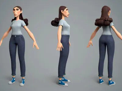 Cartoon female character Livia base mesh Low-poly 3D model