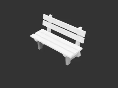 Rustic Outdoor Wooden Bench for 3D print Low-poly 3D model