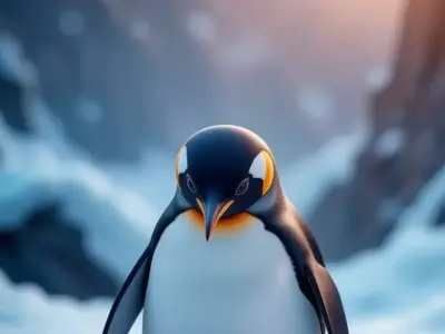 Majestic King Penguin Regal Bird Orange Snowy Lowpoly Low-poly 3D model