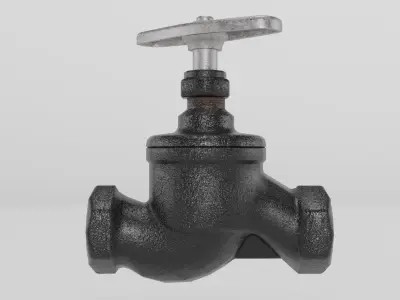 Cast iron valve Low-poly 3D model