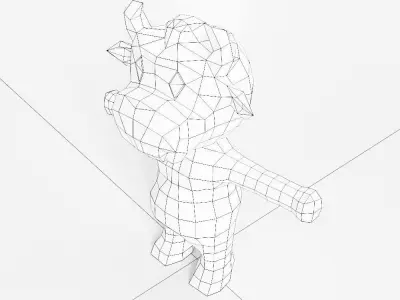 Baby cow cartoon 3d model  Low-poly 3D model