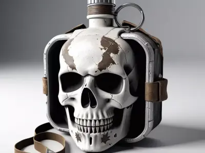 Grungy Skull Canteen Flask 3D model