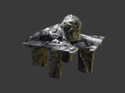 White witch stone table silver Low-poly 3D model