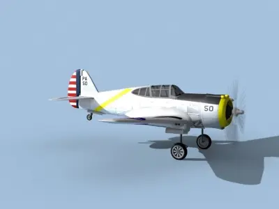 Curtiss P-36C Hawk V03 USAAF 3D model