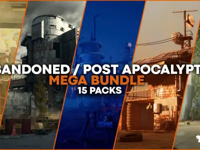 Abandoned Post Apocalyptic Mega Bundle 15 Environment Low-poly 3D model