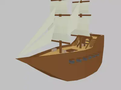 Low-Poly Medieval Ship Low-poly 3D model