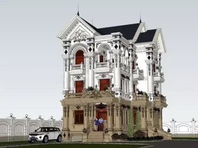 1 Parisian Elegance Neoclassical Villa Exterior Model Low-poly 3D model