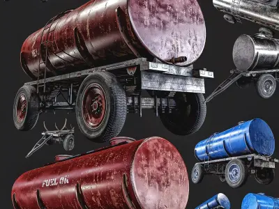 Oil  And Water Trailer Low-poly 3D model