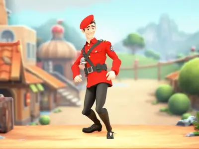 Red Uniform Soldier model pack Low-poly 3D model