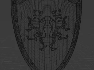 Medieval Two Tiger Emblem Shield Blender 3D printable 3MF OBJ Free 3D print model