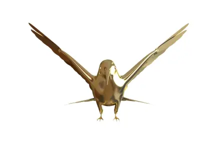 Hummingbird 3D print model golden bird flying 3D model