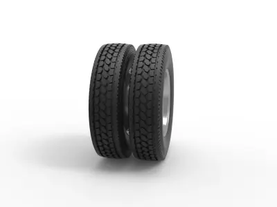 Rear custom wheel of semi truck Version 2 Scale 1 to 25 3D print model