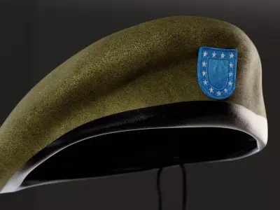 Green Beret Hat Cap Low-poly 3D model