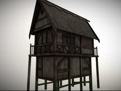 Medieval lake village - House 19 Low-poly 3D model
