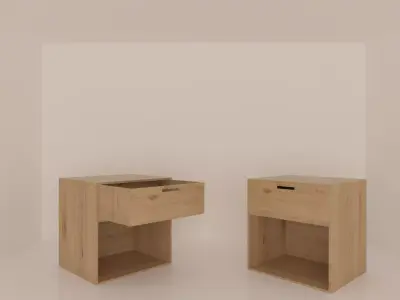 nightstand two wooden nightstands with drawers Free 3D model