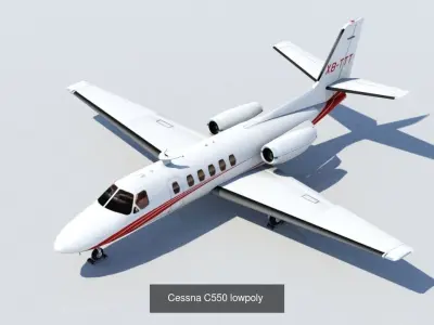 5 Static General Aviation Business Jet Pack Blank 3D Model Collection