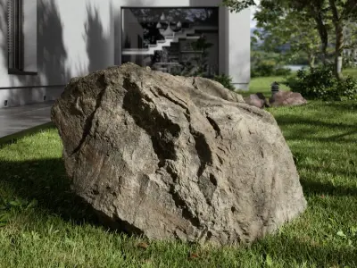  Warm Toned Ridged Tall Large Rock Boulder Model 