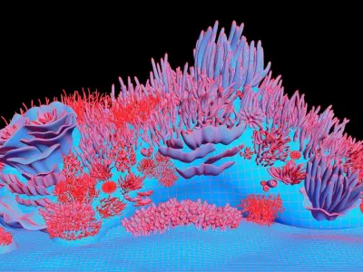 3D Underwater Coral Reef Habitat Ocean  3D model